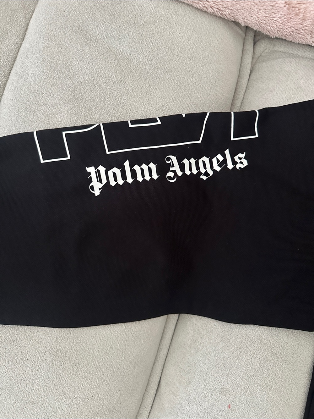 Palm Angels Black Half-Zip Sweater with White Trim and Red Logo - Picture 4 of 7